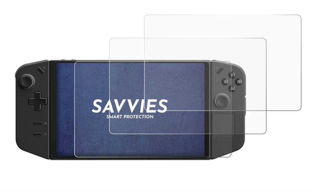 Image of the device Lenovo Legion Go with a wide variety of screen protectors.