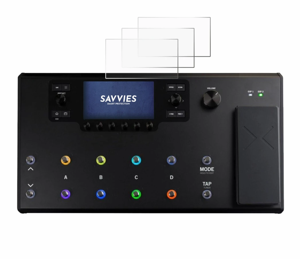 Image of the device Line 6 Helix LT with a wide variety of screen protectors.