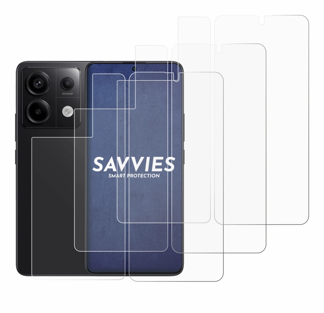 Image of the device Xiaomi Redmi Note 13 Pro 5G (Front+Back) with a wide variety of screen protectors.