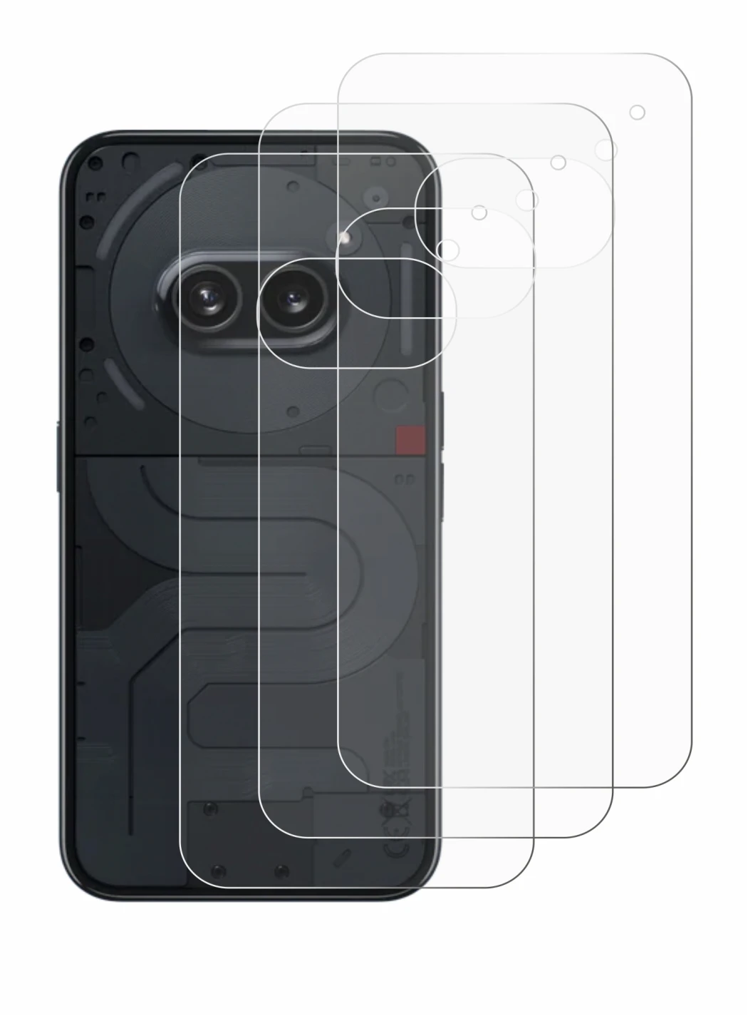 Image of the device Nothing Phone (2a) (Back) with a wide variety of screen protectors.