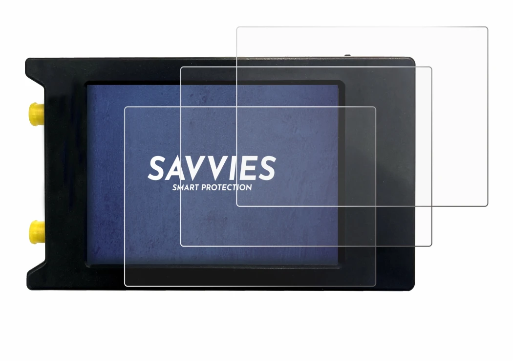 Image of the device LiteVNA 64 with a wide variety of screen protectors.