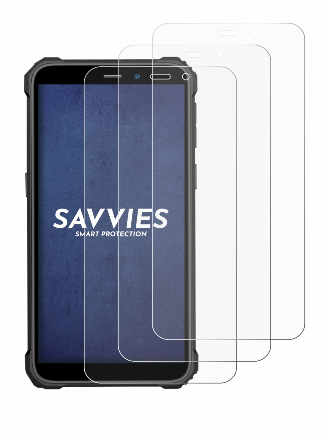 Image of the device Oukitel WP32 with a wide variety of screen protectors.