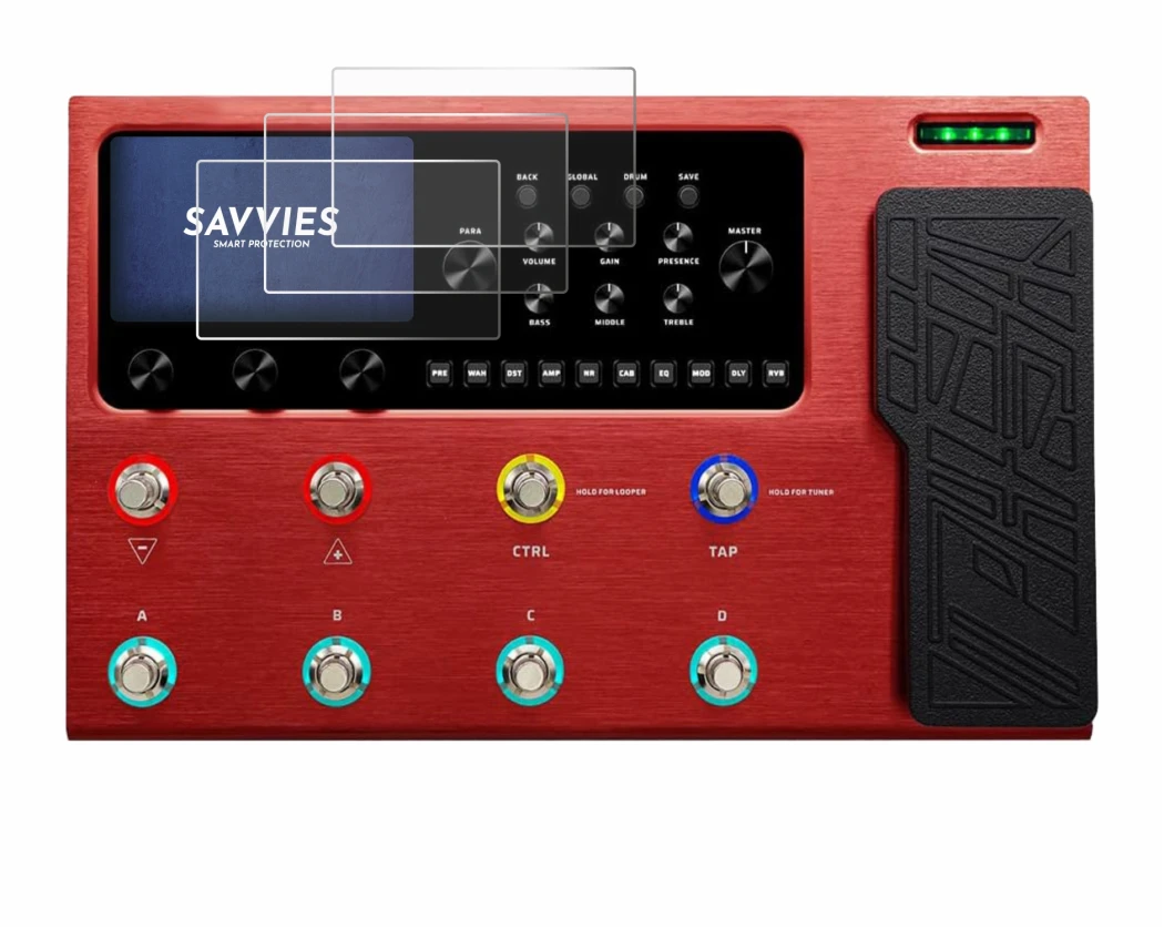 Image of the device Valeton GP-200R with a wide variety of screen protectors.