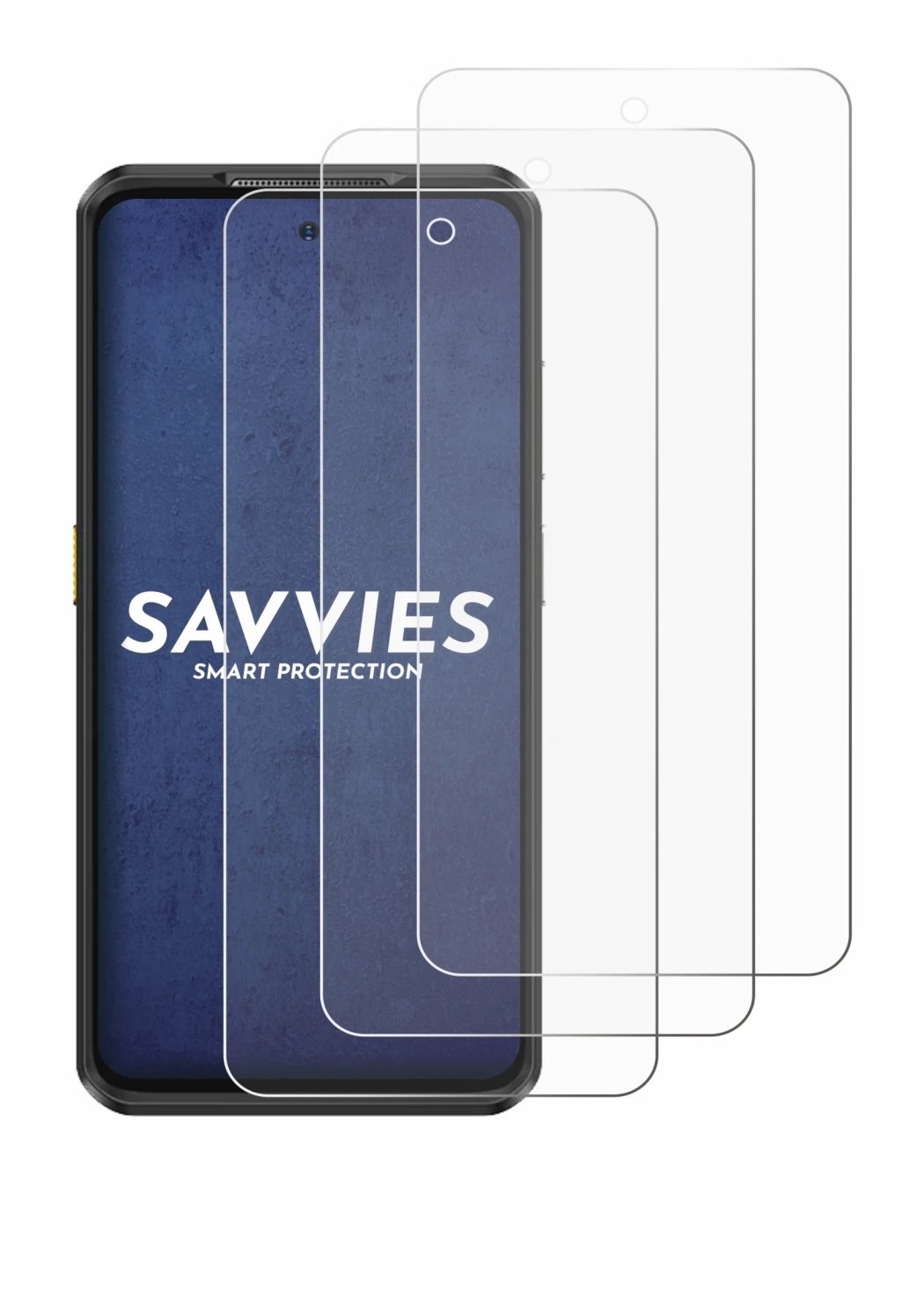 Image of the device Ulefone Armor 25T Pro with a wide variety of screen protectors.