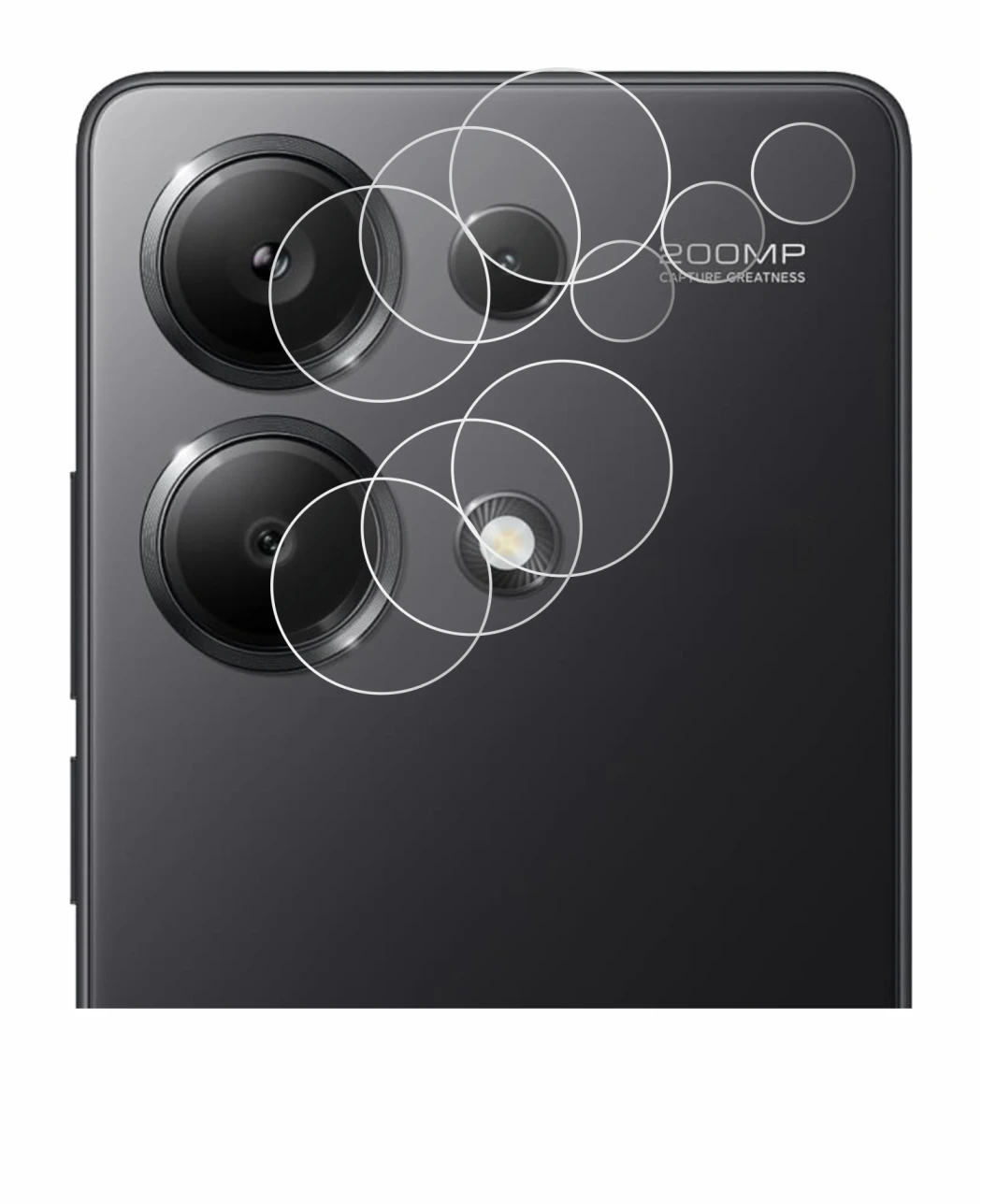 Image of the device Xiaomi Redmi Note 13 Pro 4G (ONLY Camera Lens) with a wide variety of screen protectors.