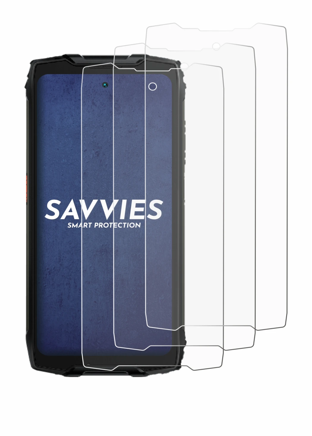 Image of the device Blackview BV9300 Pro with a wide variety of screen protectors.