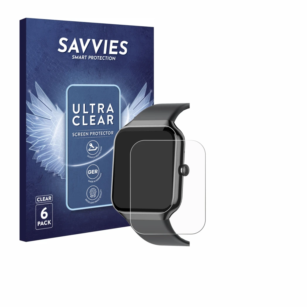 Front side of a product packaging with the brand logo Savvies. Next to it is the device Jugeman P99 1.96
