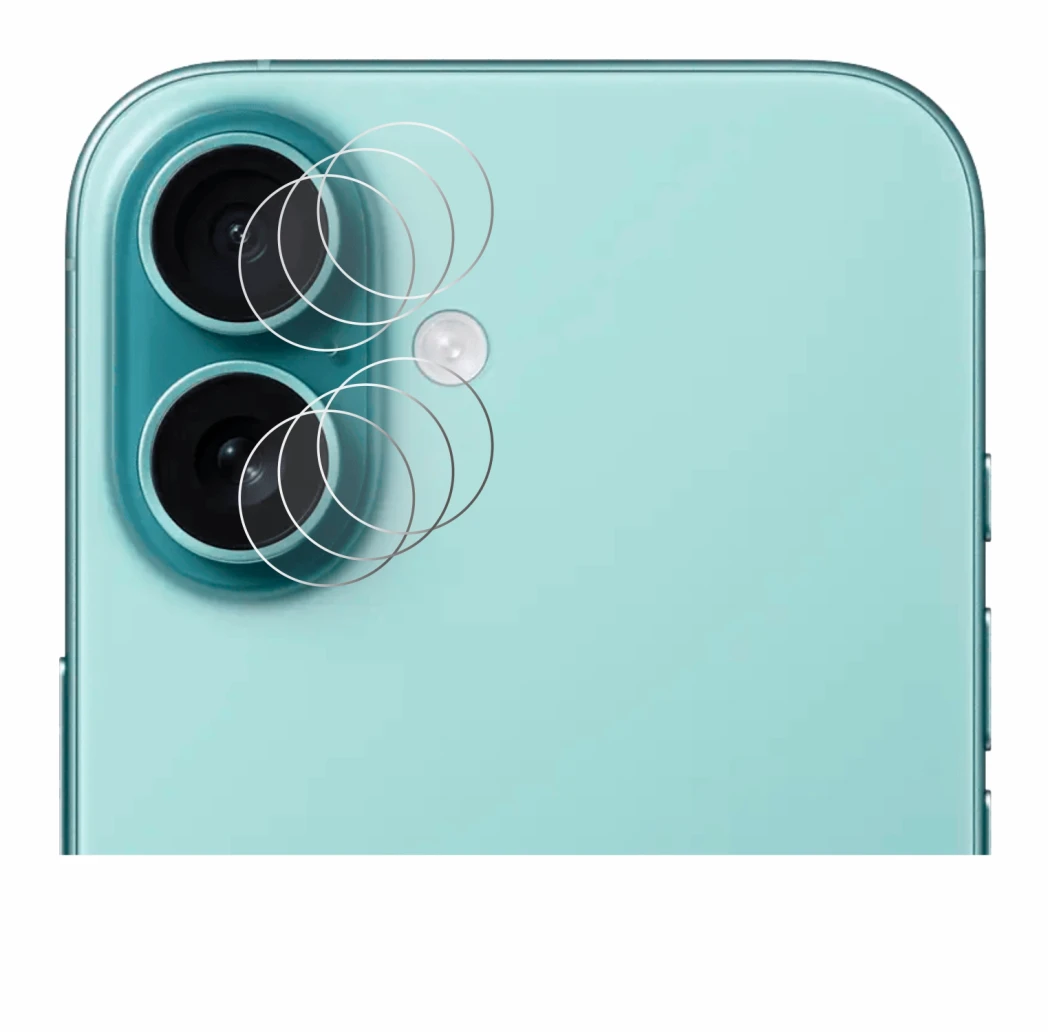 Image of the device Apple iPhone 16 (ONLY Camera Lens) with a wide variety of screen protectors.