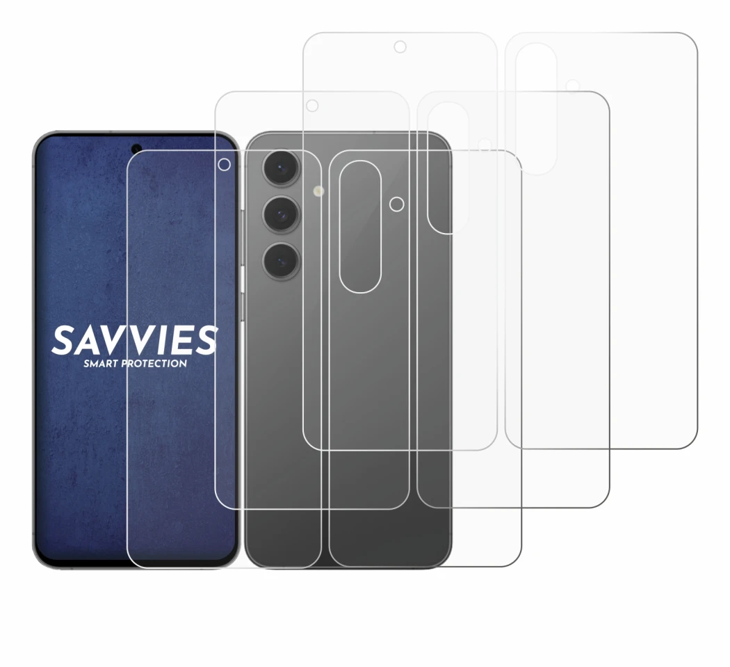 Image of the device Samsung Galaxy S24 FE (Front+Back) with a wide variety of screen protectors.