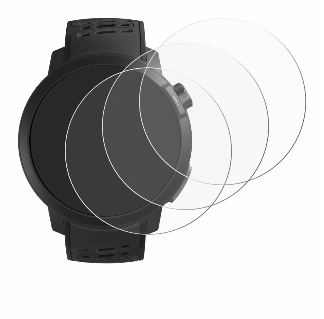 Image of the device Coros Pace Pro with a wide variety of screen protectors.