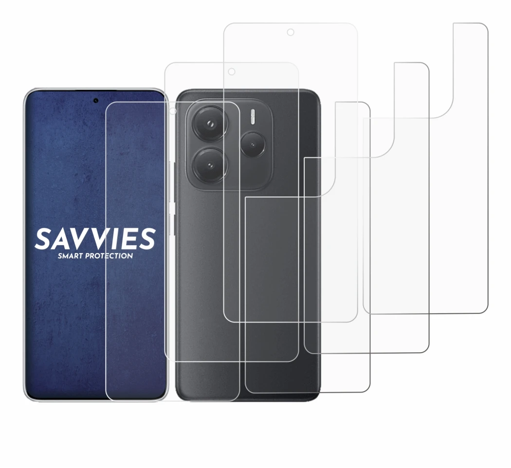 Image of the device Xiaomi Redmi Note 14 (Front+Back) with a wide variety of screen protectors.