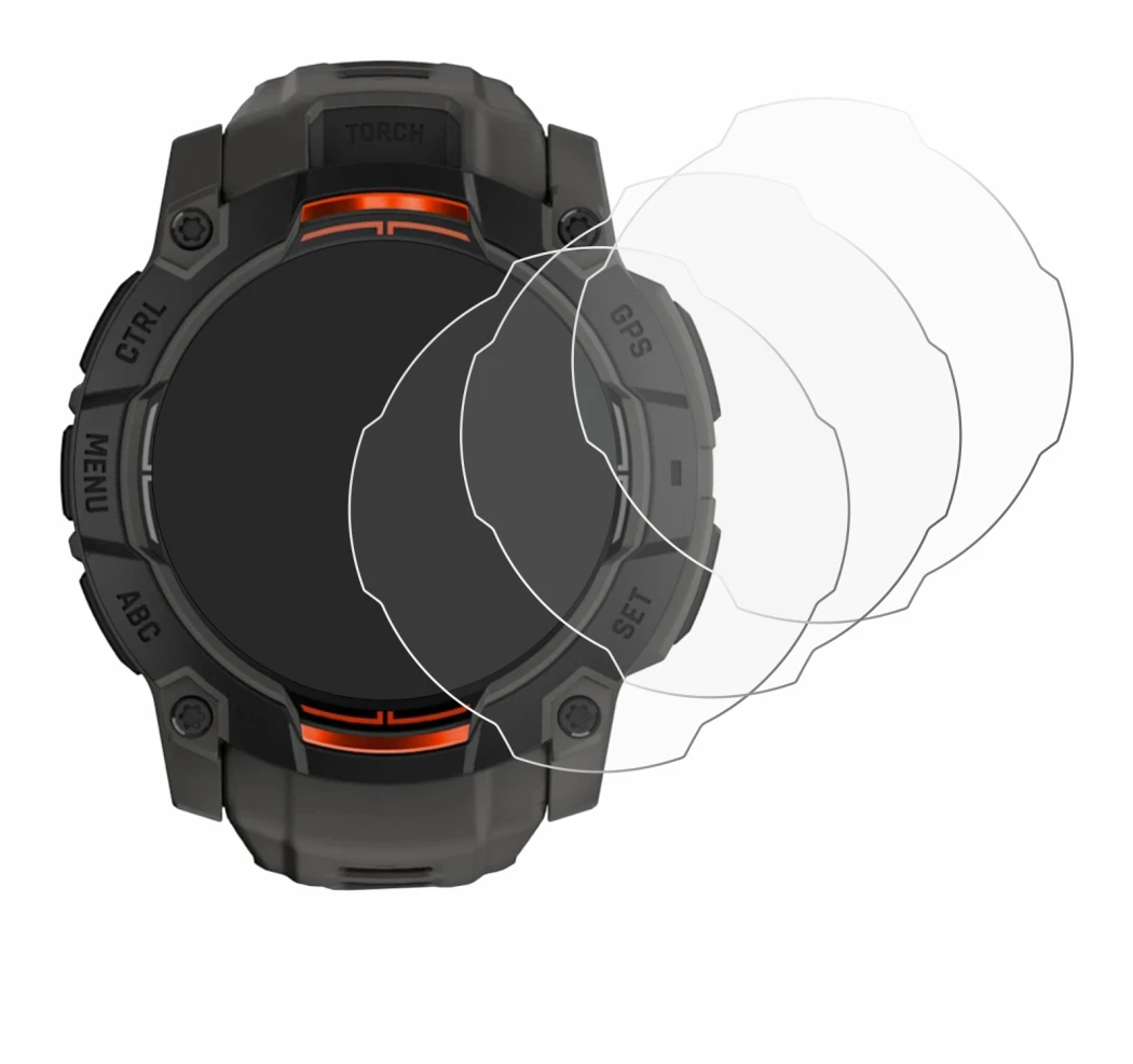 Image of the device Garmin Instinct 3 Solar (50 mm) with a wide variety of screen protectors.