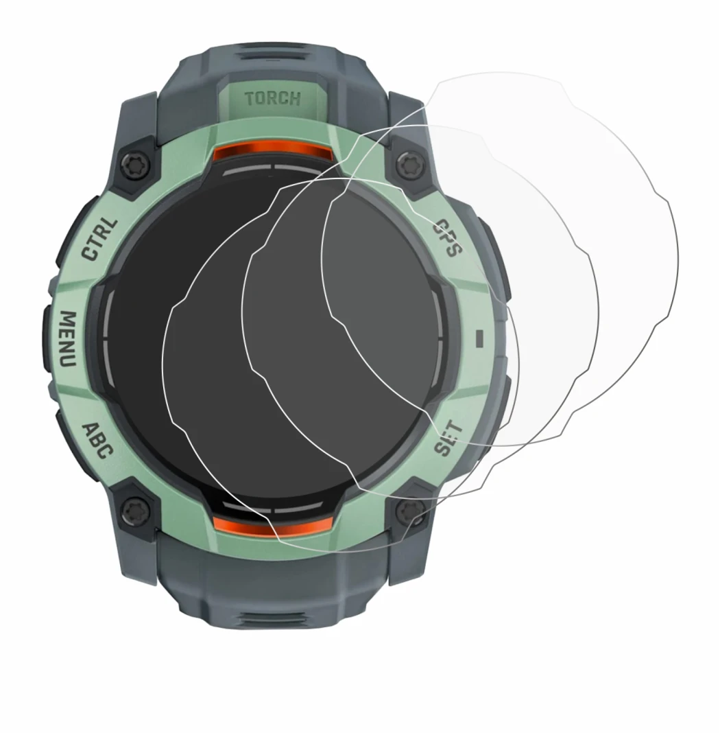 Image of the device Garmin Instinct 3 AMOLED (45 mm) with a wide variety of screen protectors.