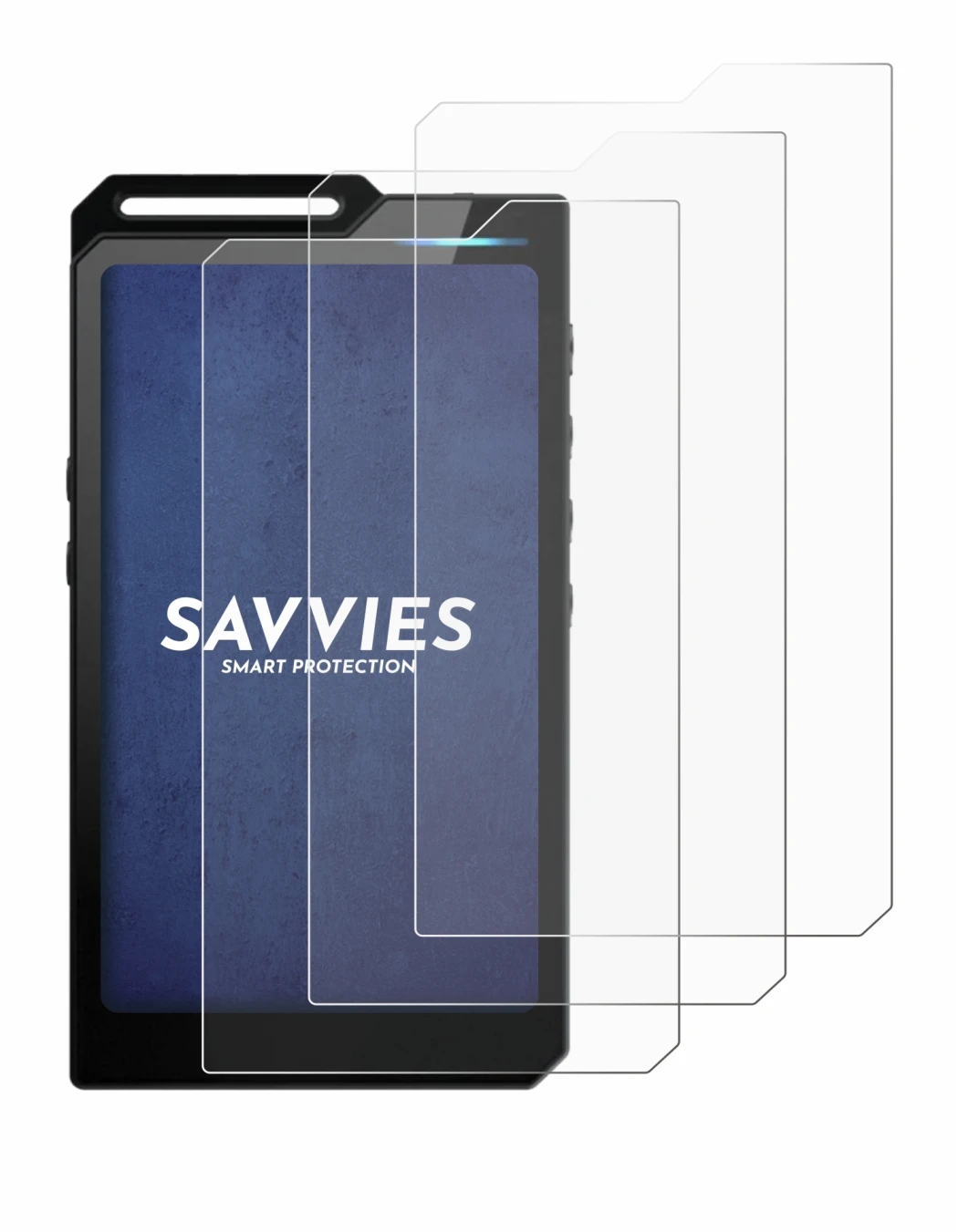 Image of the device Hiby R4 with a wide variety of screen protectors.