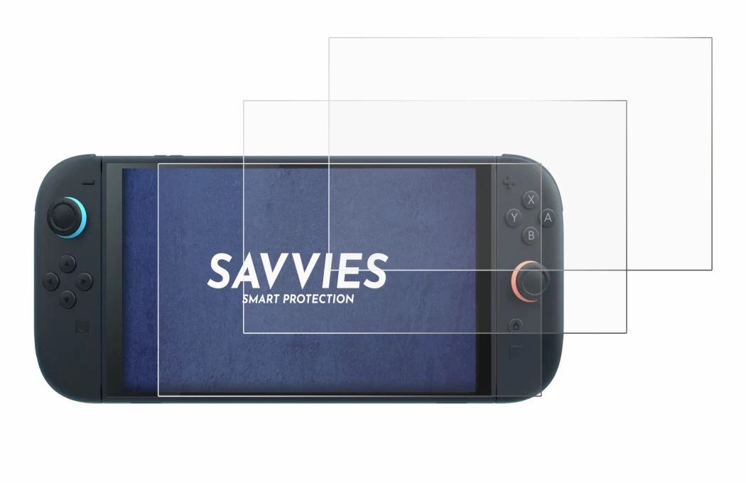 Image of the device Nintendo Switch 2 with a wide variety of screen protectors.