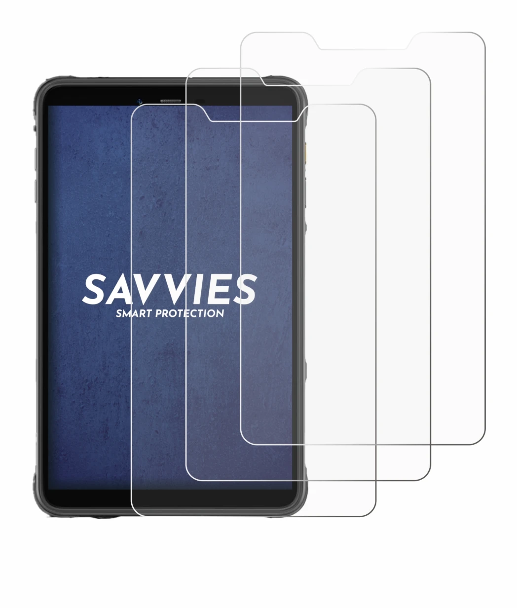 Image of the device Ulefone Armor Pad Pro with a wide variety of screen protectors.