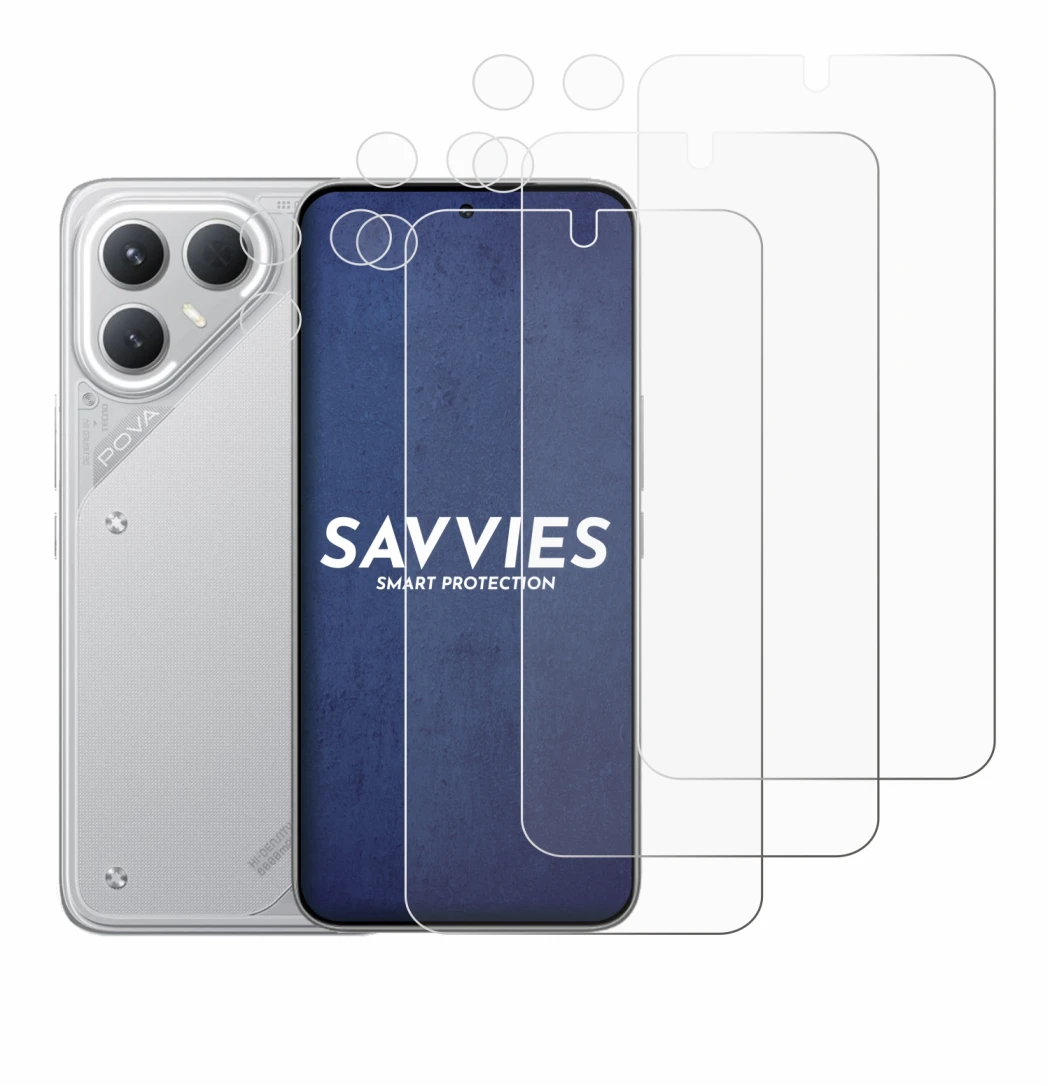 Image of the device Tecno Pova 7 Pro (Front+Camera) with a wide variety of screen protectors.