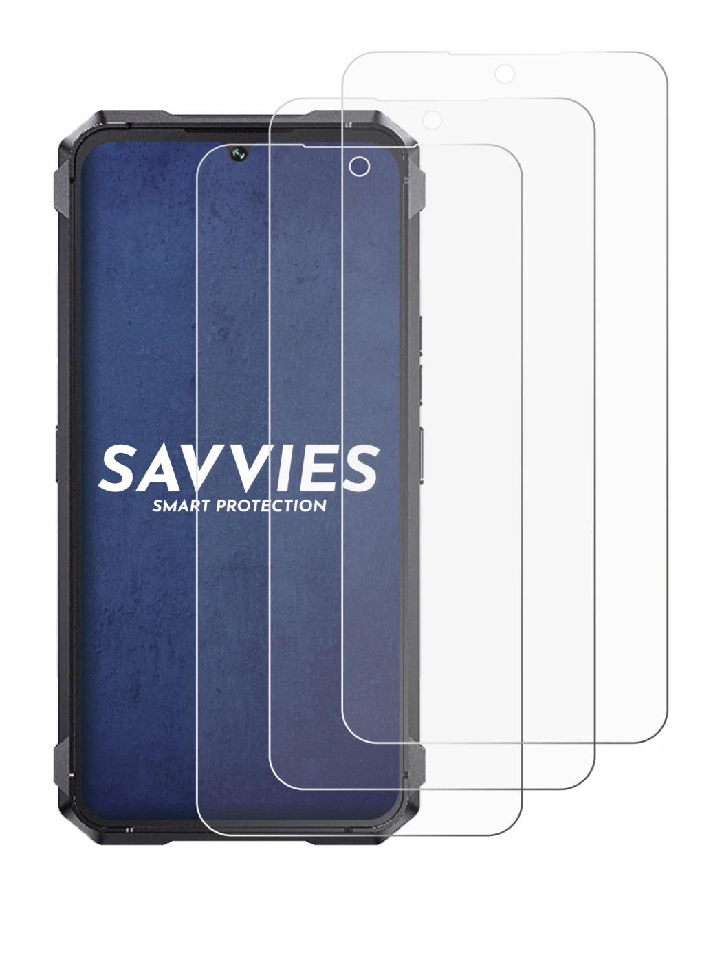 Image of the device Cubot King Kong 11 with a wide variety of screen protectors.