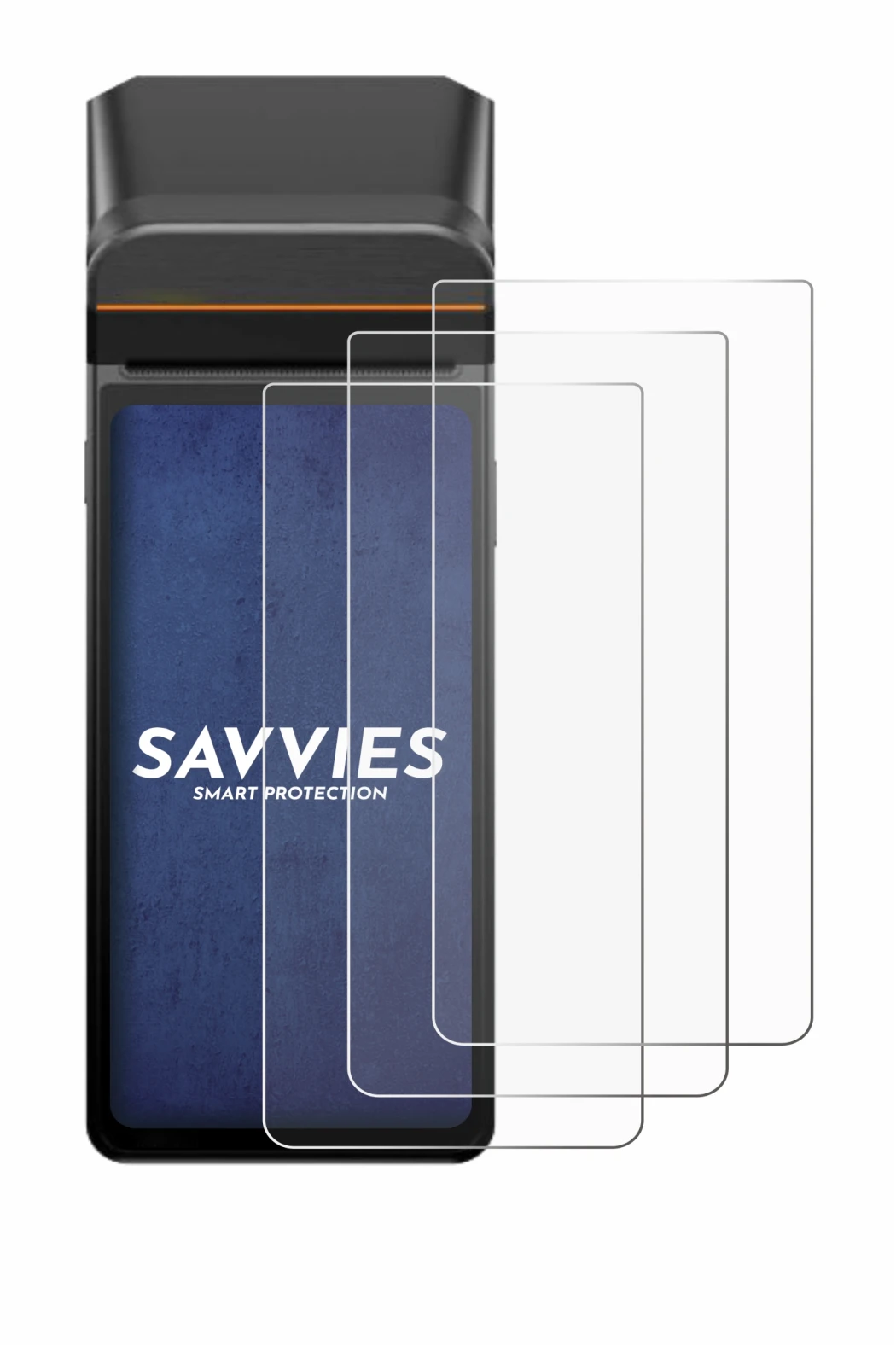 Image of the device Sunmi V3H with a wide variety of screen protectors.