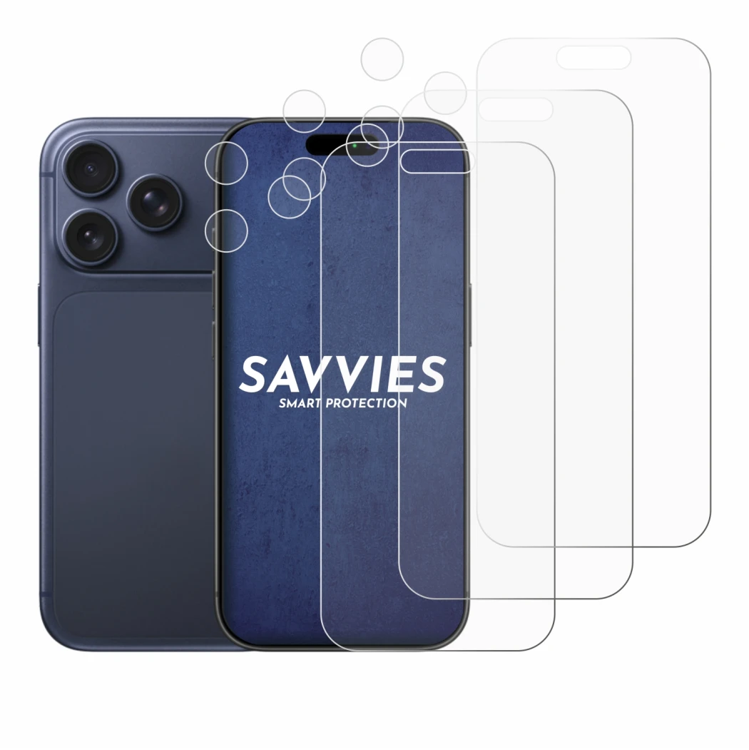 Image of the device Apple iPhone 17 Pro (Front+Camera) with a wide variety of screen protectors.