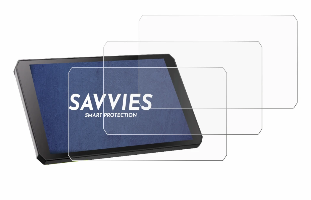 Image of the device RiderNav R7M with a wide variety of screen protectors.