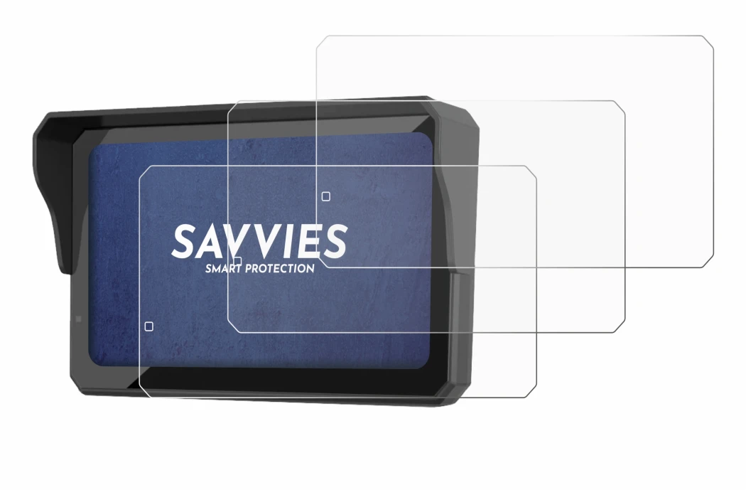 Image of the device Carpuride W602S Pro with a wide variety of screen protectors.