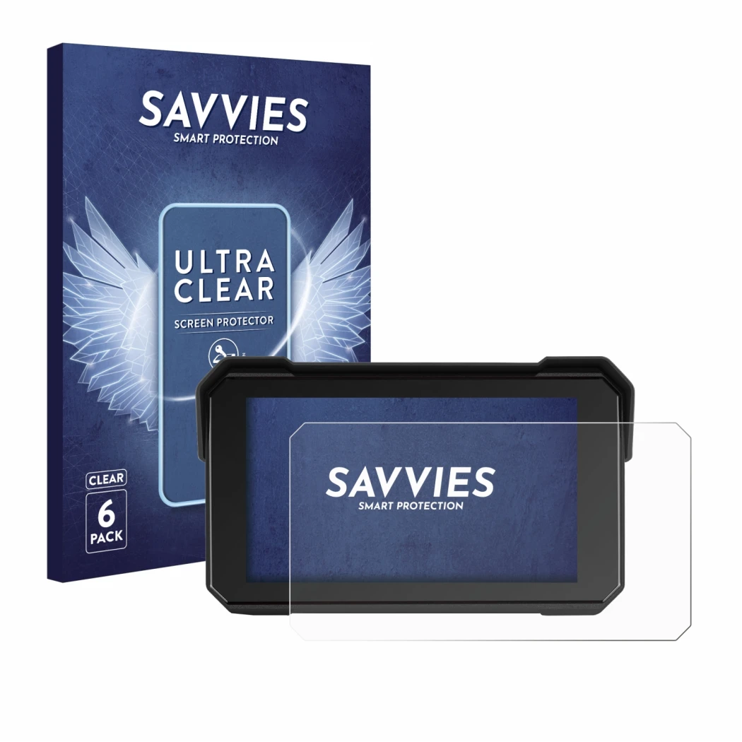Front side of a product packaging with the brand logo Savvies. Next to it is the device GOHHDL A4058-AM39DE-GOH 5