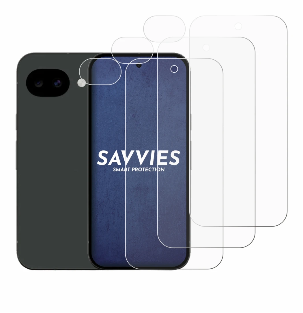 Image of the device Google Pixel 10a (Front+Camera) with a wide variety of screen protectors.