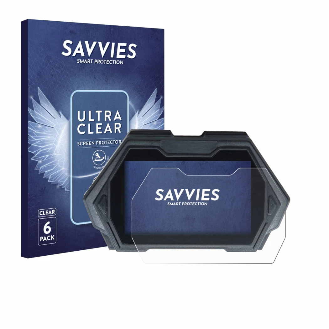 Front side of a product packaging with the brand logo Savvies. Next to it is the device Kukirin G3 Pro shown with the correspo