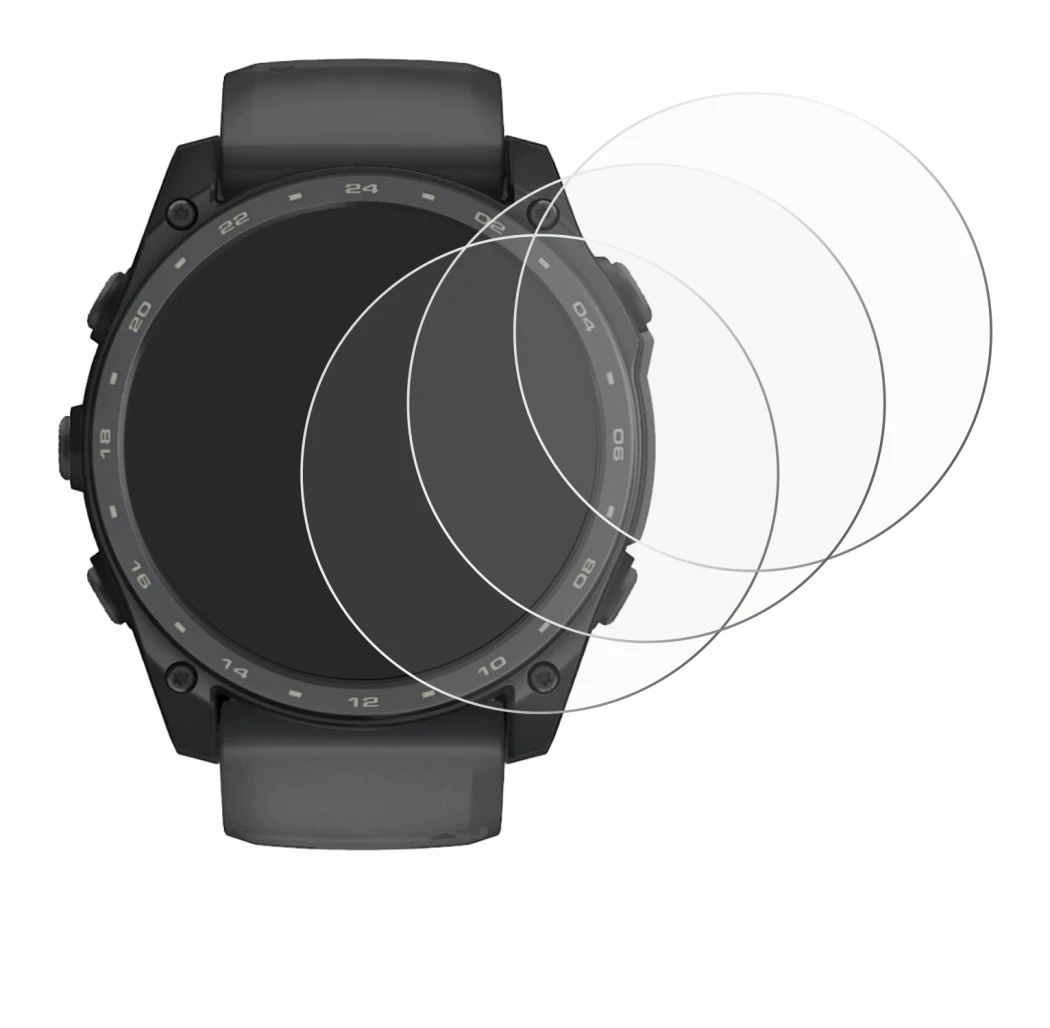 Image of the device Garmin Tactix 8 Amoled Cerakote (51 mm) with a wide variety of screen protectors.