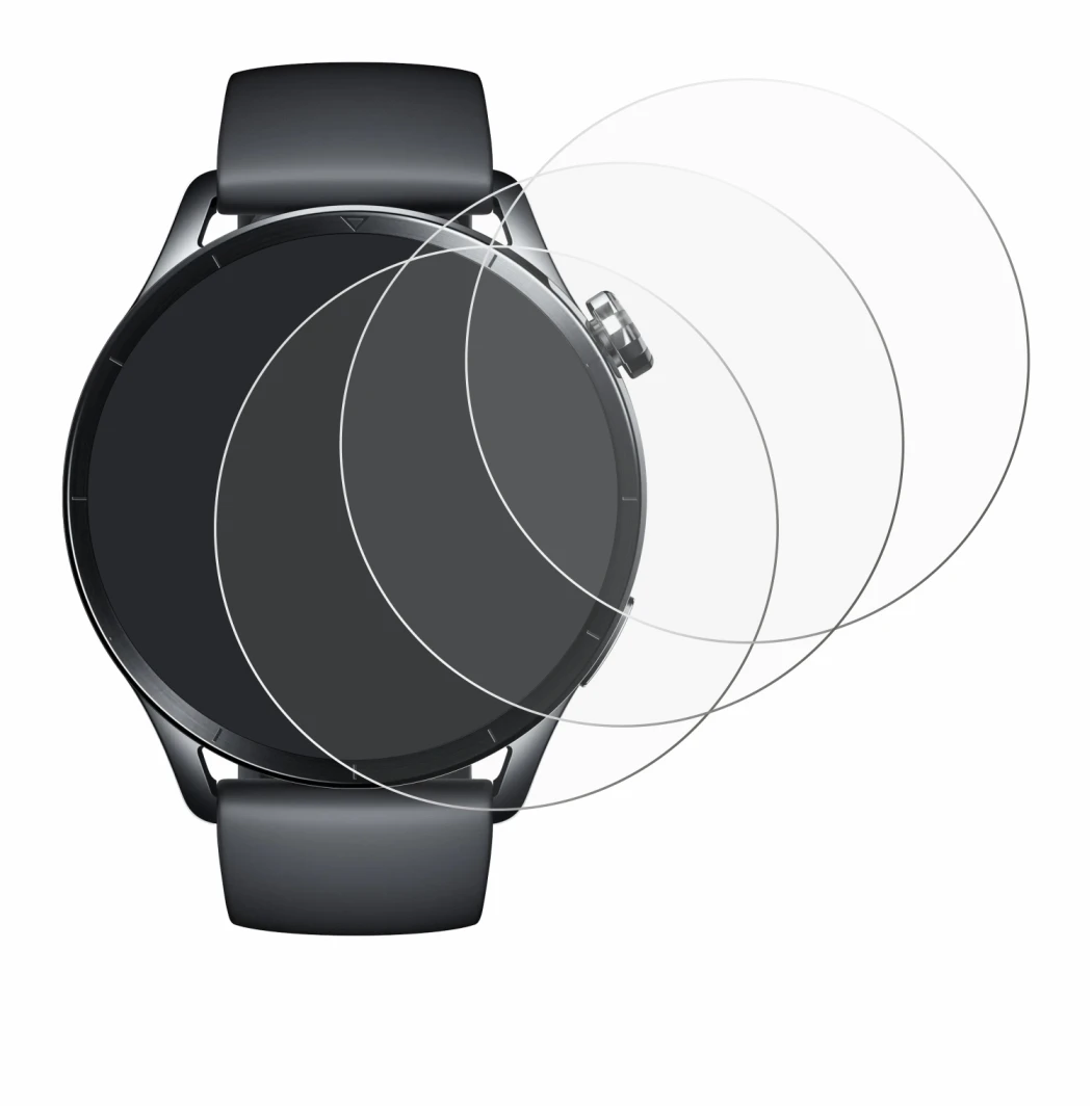 Image of the device Xiaomi Watch S5 with a wide variety of screen protectors.