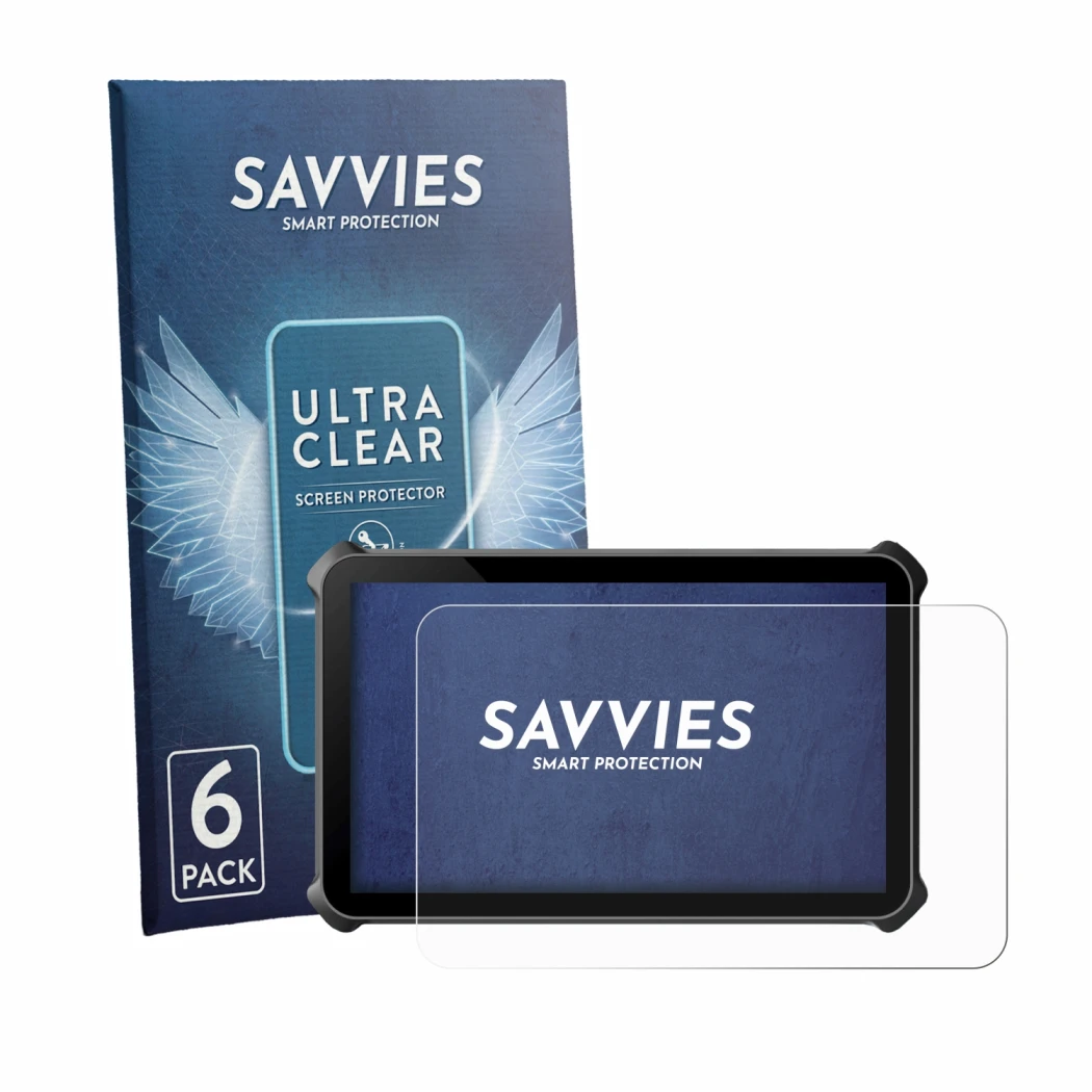 Front side of a product packaging with the brand logo Savvies. Next to it is the device Magewell Director One shown with the c