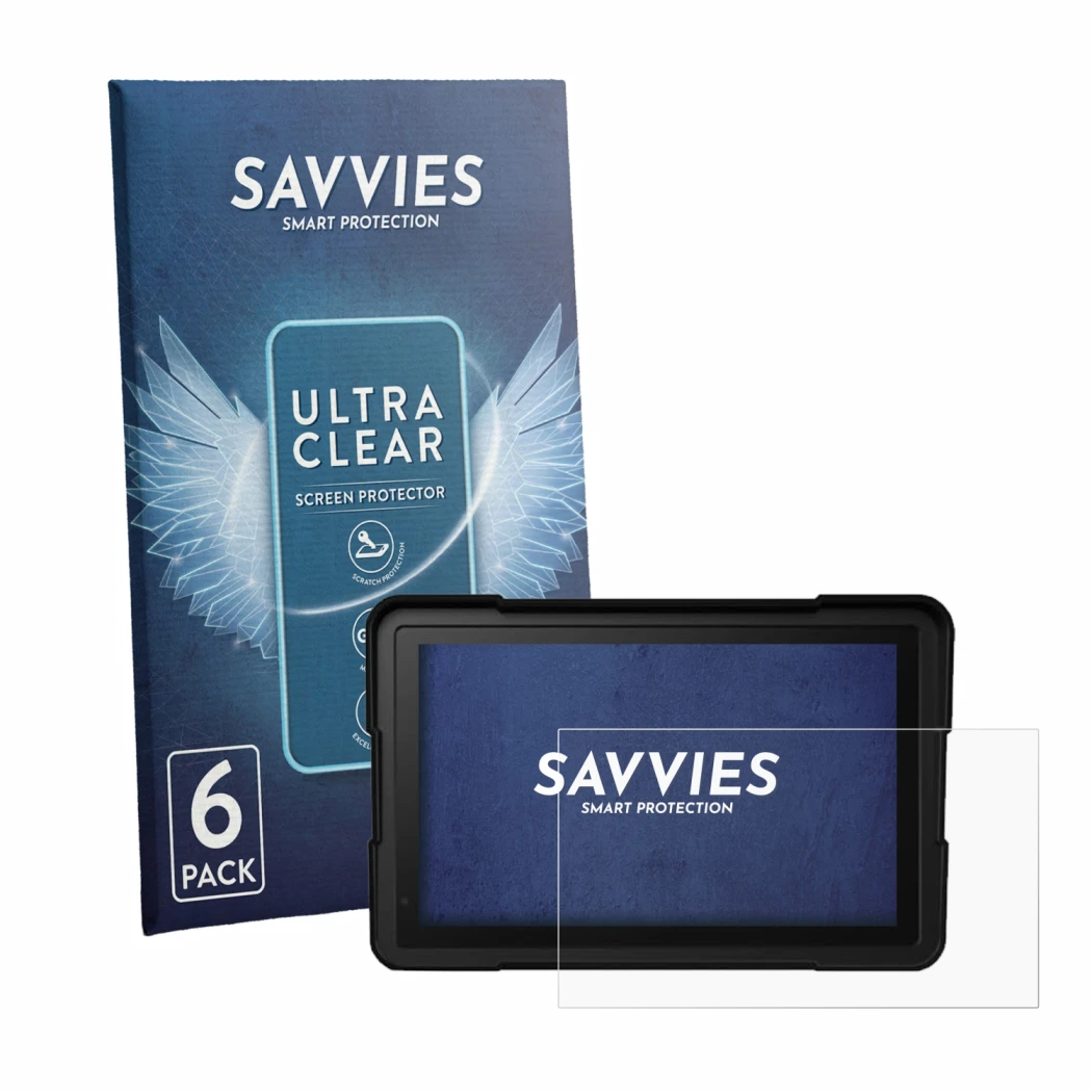 Front side of a product packaging with the brand logo Savvies. Next to it is the device BakerMiche 7