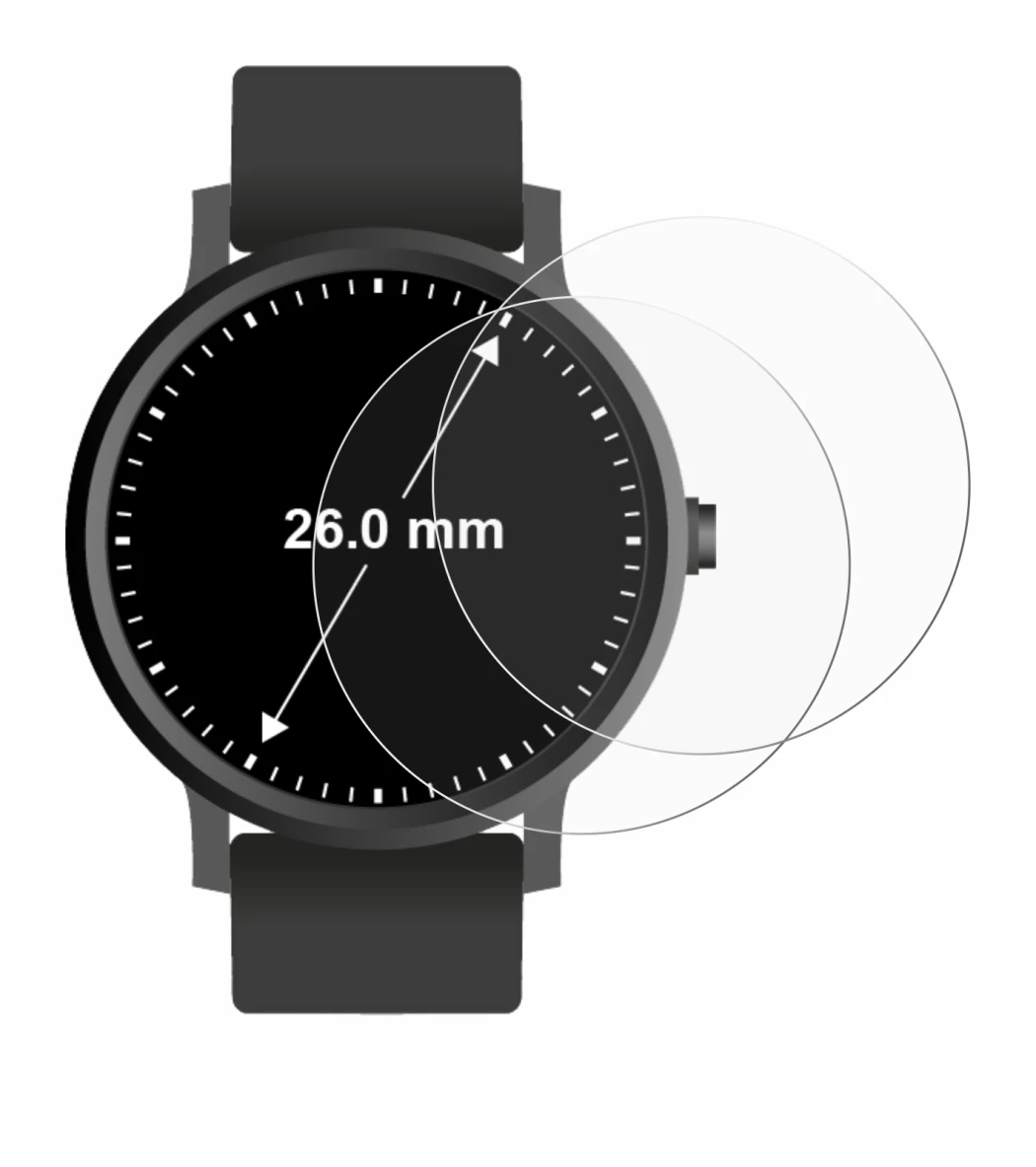 Image of the device Watches (Circular, ø: 26 mm) with a wide variety of screen protectors.