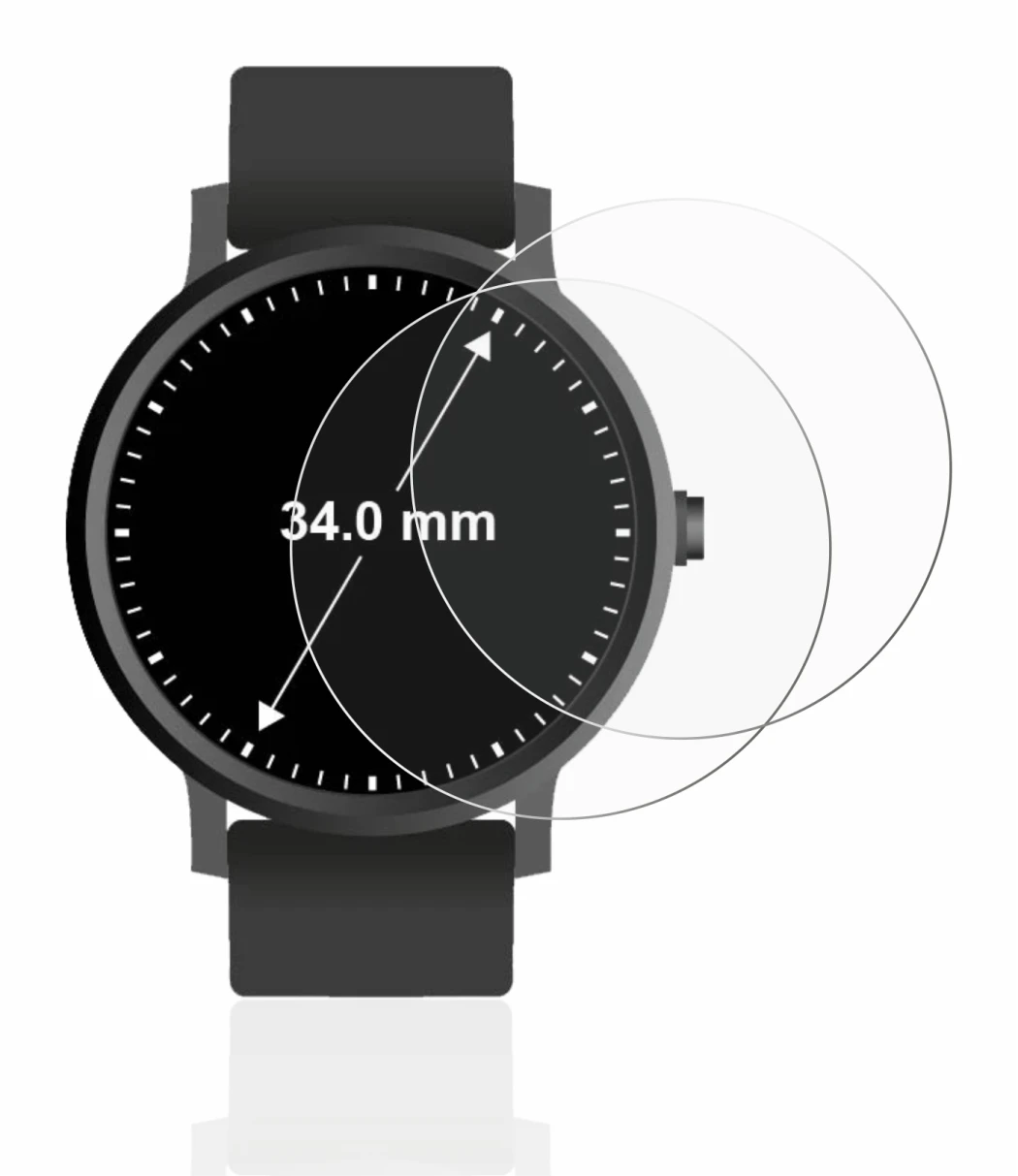 Image of the device Watches (Circular, ø: 34 mm) with a wide variety of screen protectors.