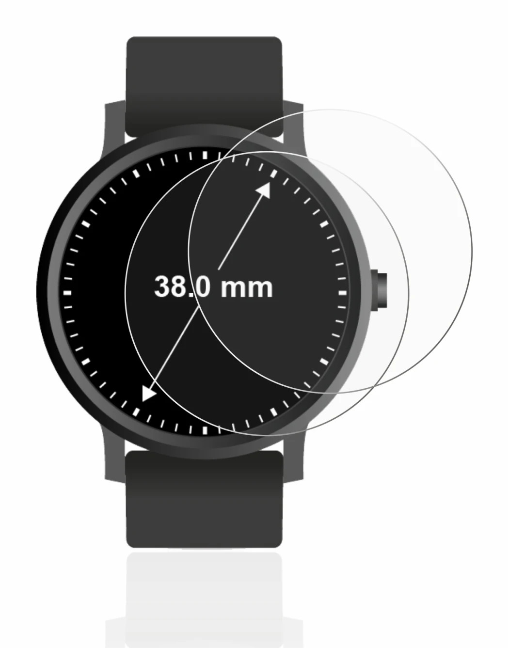 Image of the device Watches (Circular, ø: 38 mm) with a wide variety of screen protectors.