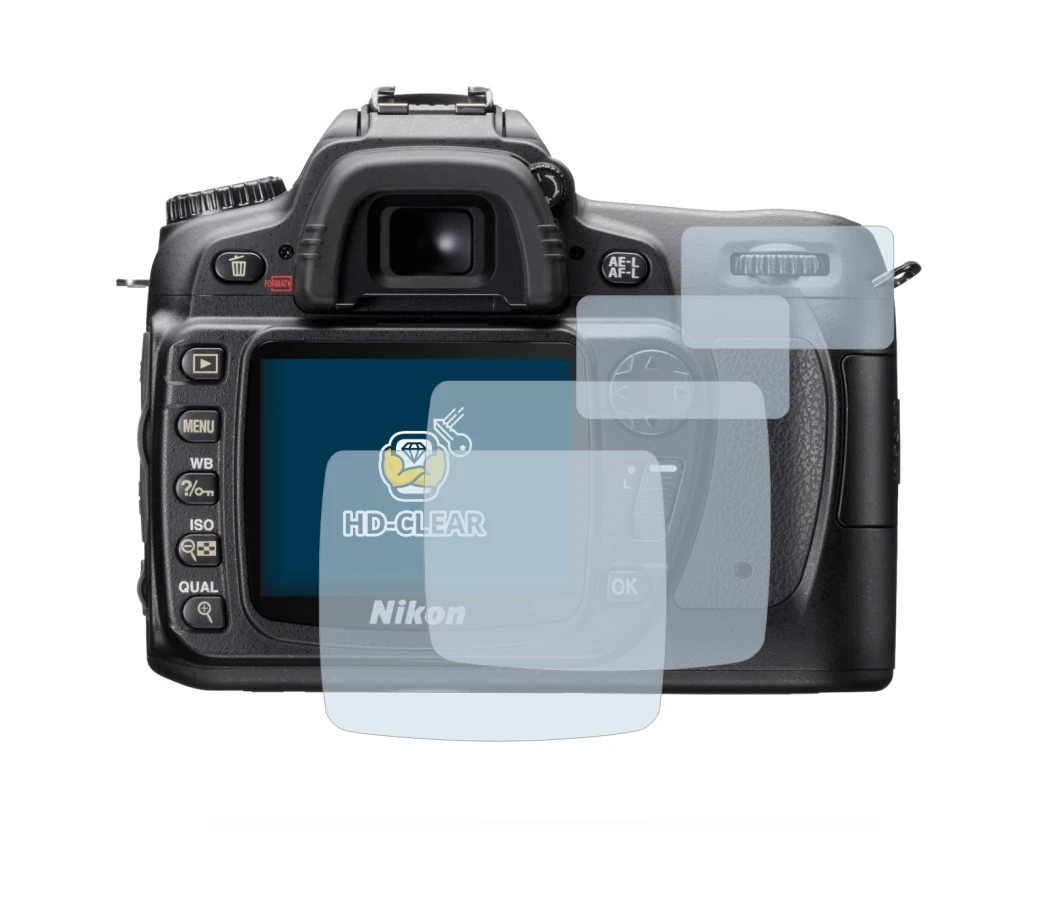 Image of the device Nikon D80 with a wide variety of screen protectors.
