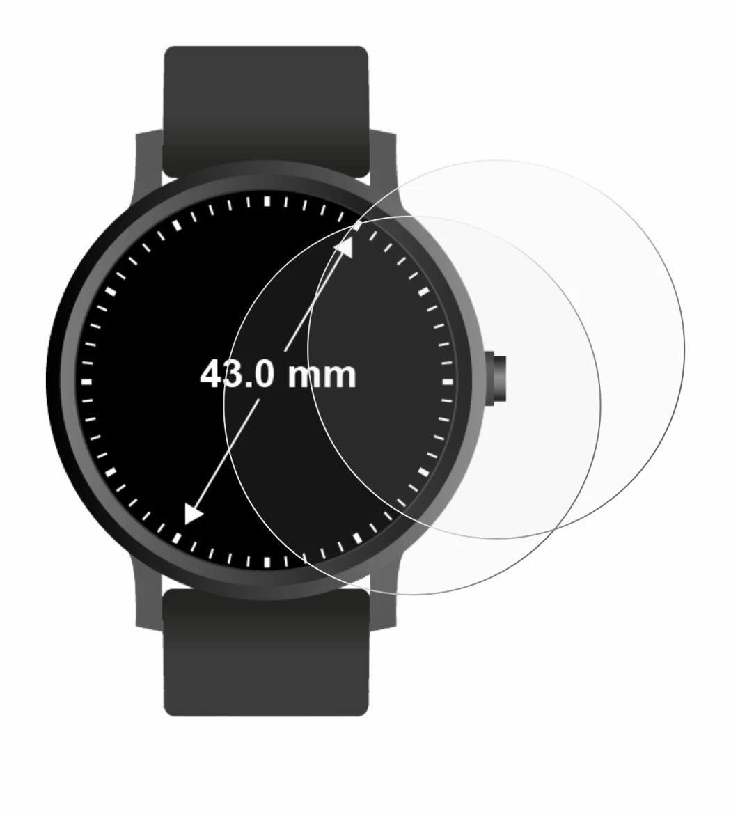 Image of the device Watches (Circular, ø: 43 mm) with a wide variety of screen protectors.