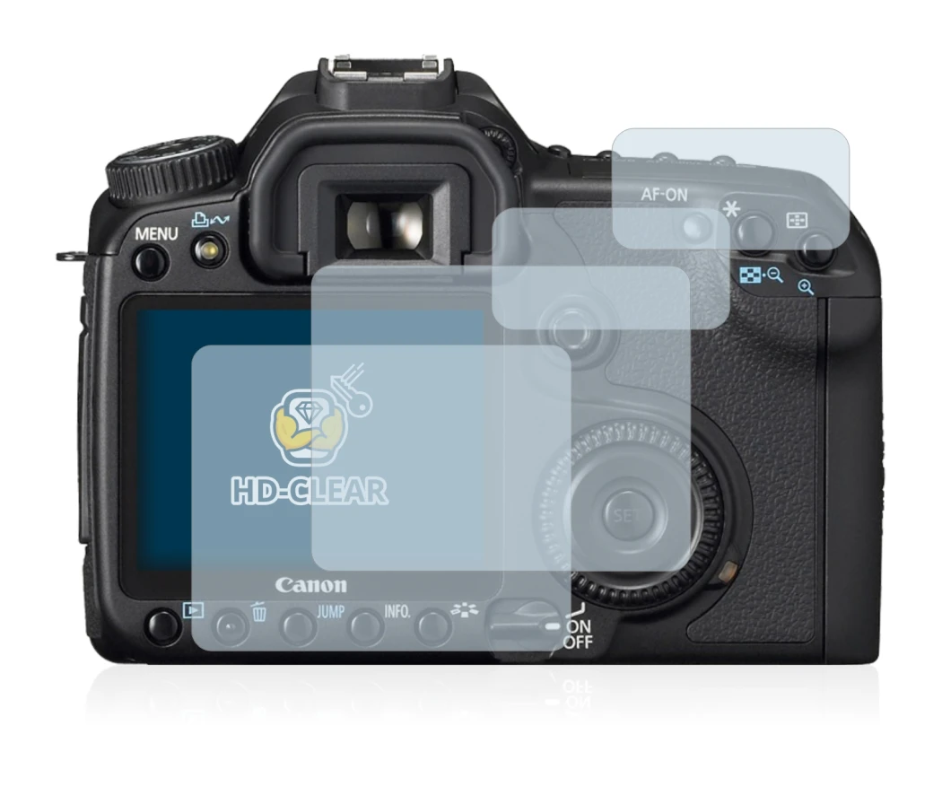 Image of the device Canon EOS 40D with a wide variety of screen protectors.