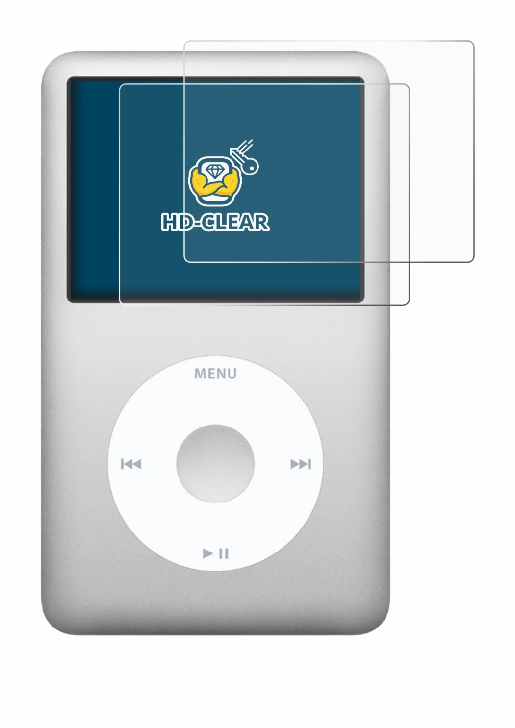 Image of the device Apple iPod classic 160 GB (7th Gen.) with a wide variety of screen protectors.