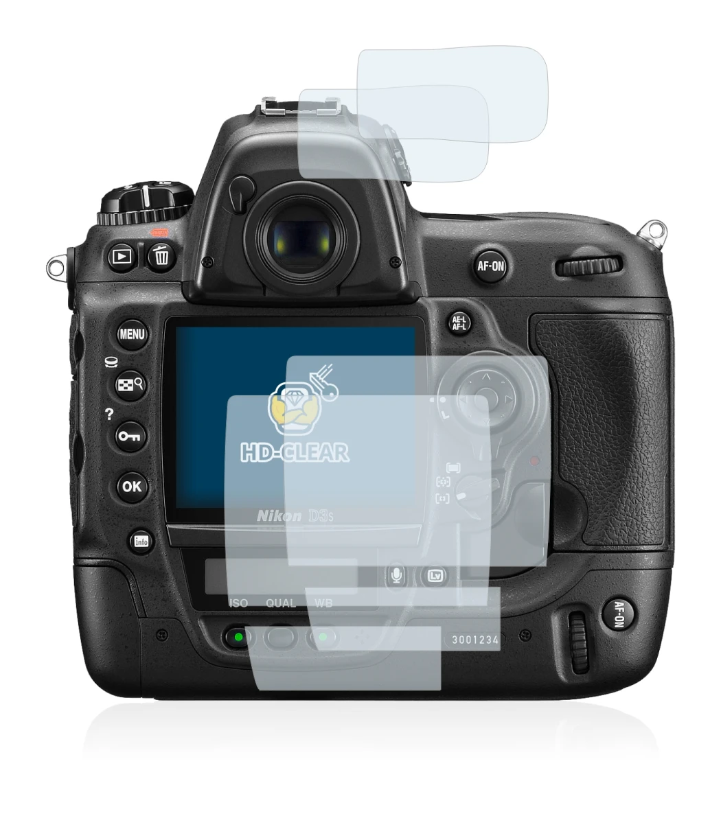 Image of the device Nikon D3S with a wide variety of screen protectors.