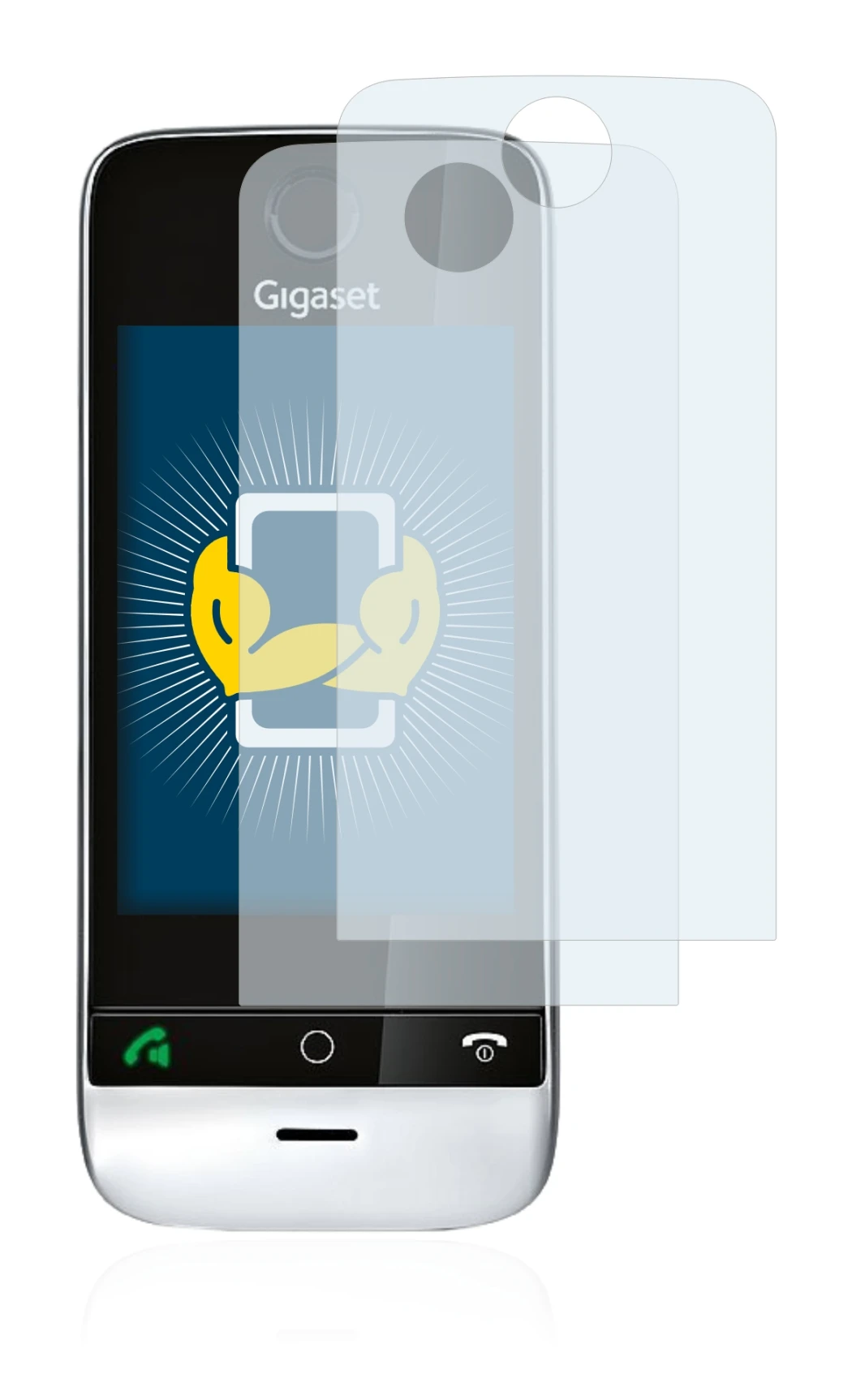 Image of the device Gigaset SL910 (circular cutout) with a wide variety of screen protectors.