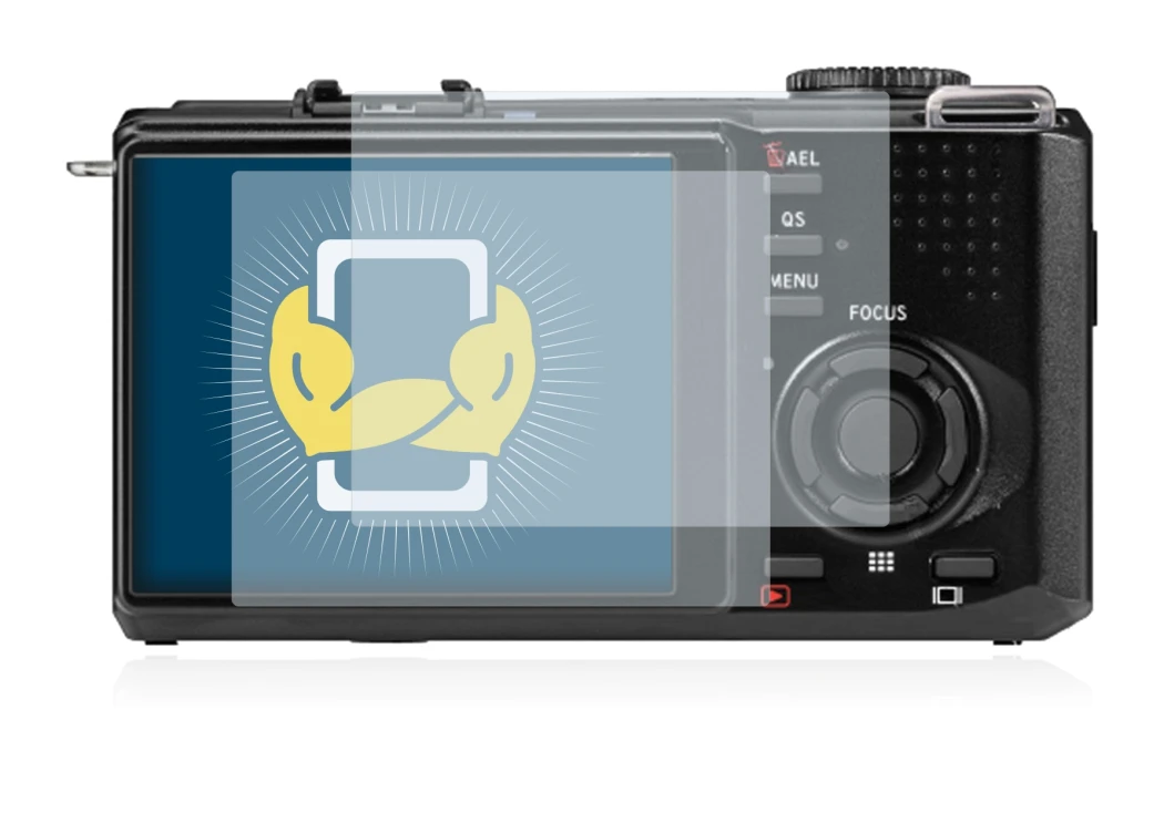Image of the device Sigma DP2 Merrill with a wide variety of screen protectors.