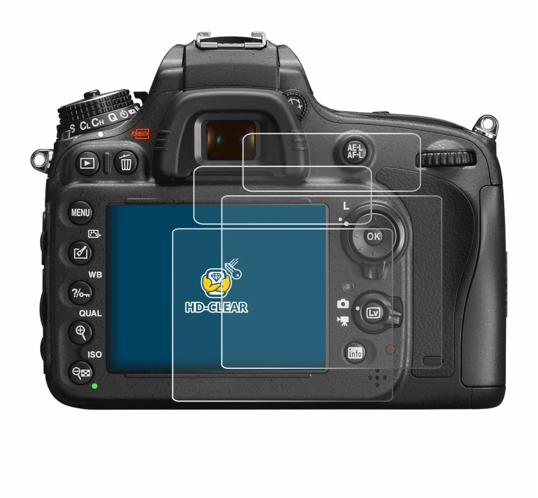 Image of the device Nikon D600 with a wide variety of screen protectors.