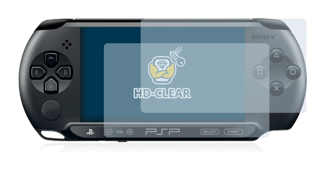 Image of the device Sony PSP 1004 with a wide variety of screen protectors.