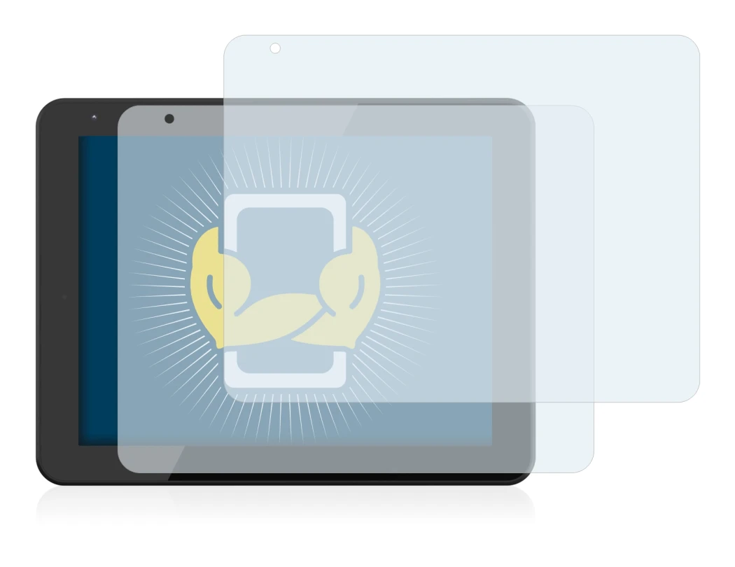 Image of the device BQ Curie 2 with a wide variety of screen protectors.