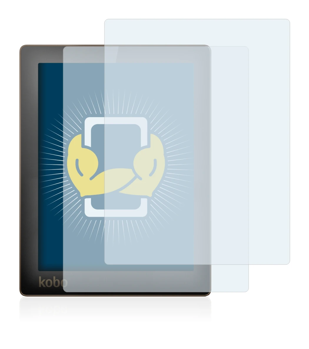 Image of the device Kobo Aura with a wide variety of screen protectors.