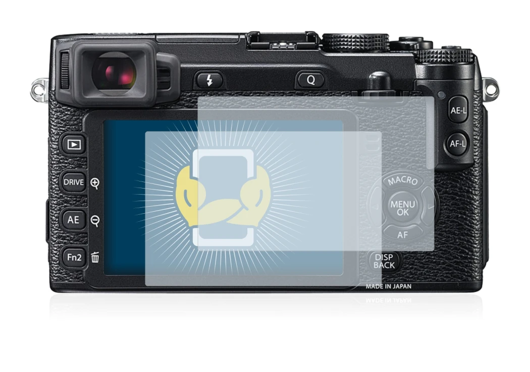 Image of the device Fujifilm X-E2 with a wide variety of screen protectors.