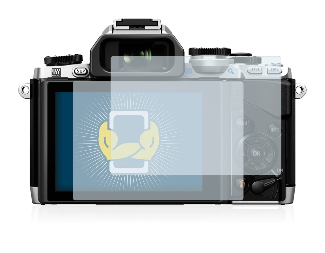 Image of the device Olympus OM-D E-M10 with a wide variety of screen protectors.