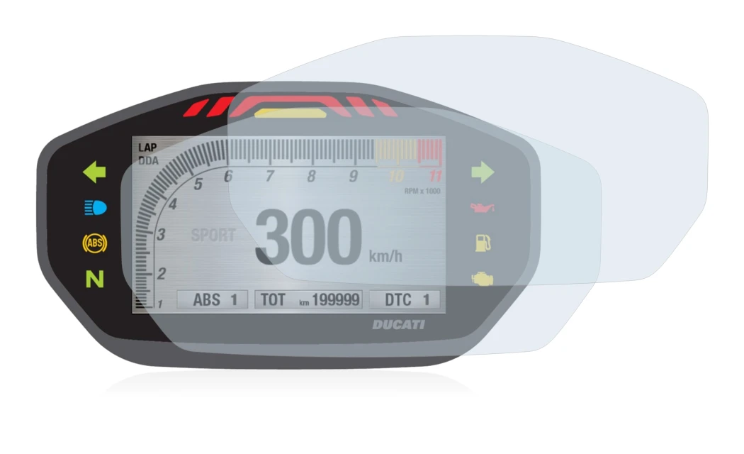 Image of the device Ducati Monster 1200 Colour-TFT-Display with a wide variety of screen protectors.